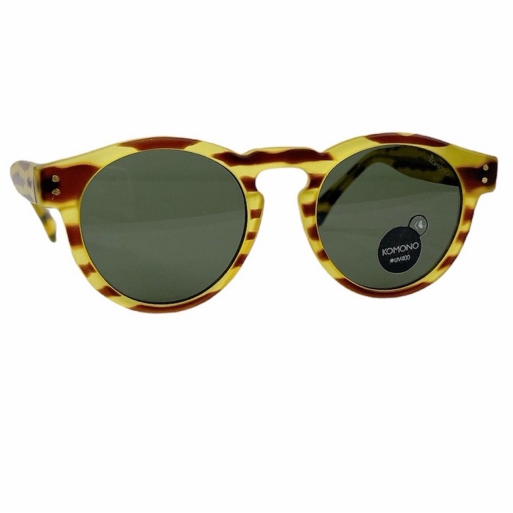 Komono Sunglasses NWT NEW The Clement Safari Yellow and Brown Round - Picture 7 of 14